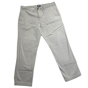 Lands End Pants Tan Khaki Straight Fit Flat‎ Front Chino Cotton Trousers Mens 40